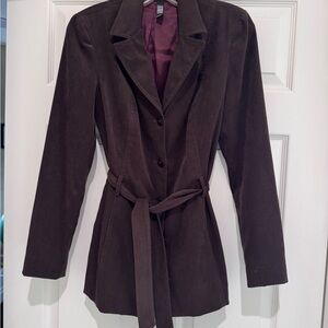 Laundry Faux Suede Brown Women's Belted Blazer